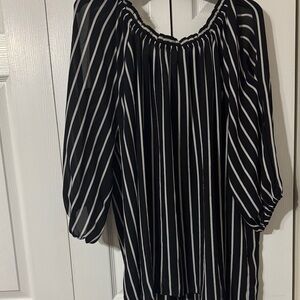 Violet & Claire Black and White Striped Blouse